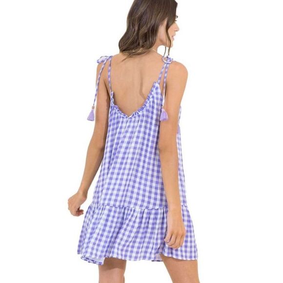 Maaji Seersucker Magnolia Short Dress Purple White Size M - Picture 2 of 9